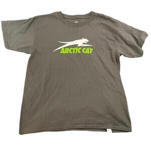 Arctic Cat Gray Grey Youth Size Large Short Sleeve Shirt 100% Cotton Causal